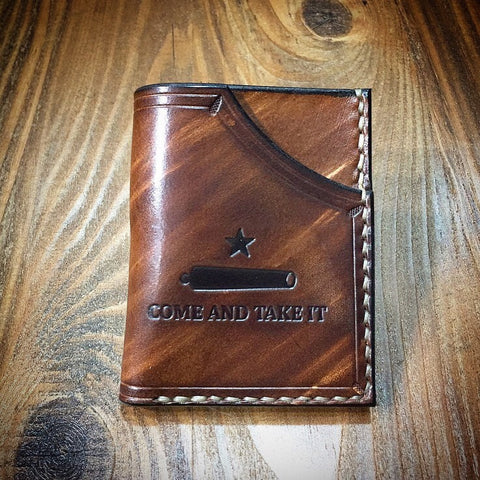 Leather Minimalist Front Pocket Wallet (Come and Take It)