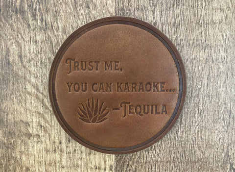 "TEQUILIA LIES" - Leather Coaster Set (Set of 4)