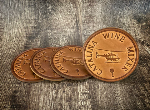 "CATALINA WINE MIXER" - Leather Coaster Set (Set of 4)