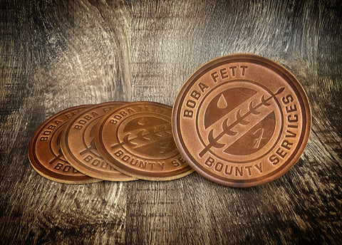 "BOBA FETT BOUNTY SERVICES" - Leather Coaster Set (Set of 4)